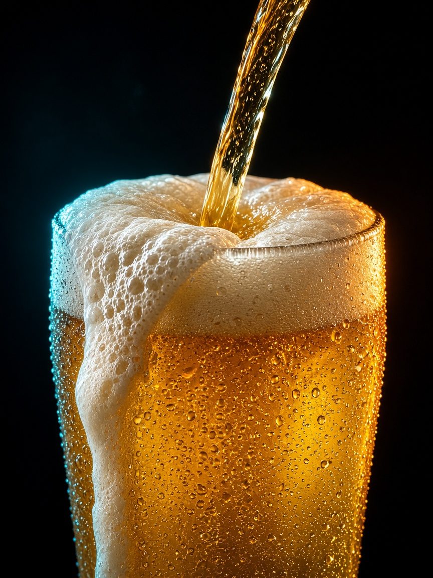AI concept of a lager pour into a frosted glass